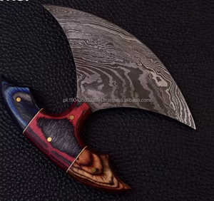 Cortador de pizza ecológico multiusos Tang completo tradicional de acero inoxidable de Damasco con hacha con mango de madera - Product Image 5