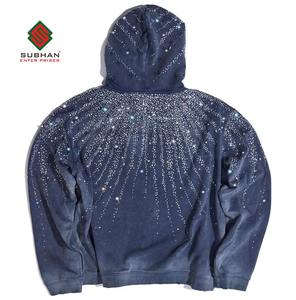 Sweat à capuche d'hiver en coton 100% respirant, imperméable, anti-rides, avec strass étoilés, pull cosmique - Product Image 3