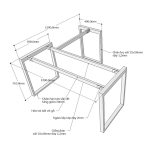 Industrial Iron Legs <b>for</b> L-Shaped <b>Table</b> 25x50 Iron Bench Legs Heavy Duty <b>for</b> Dining Hospital Use Assembly Required-HCRT012 - Product Image 3