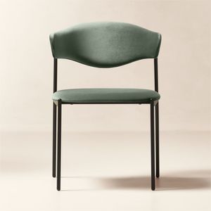 Contemporary Green Dining Chair with soft Fabric Finish A Modern Accent for Homes, Offices, or Restaurants - Product Image 3
