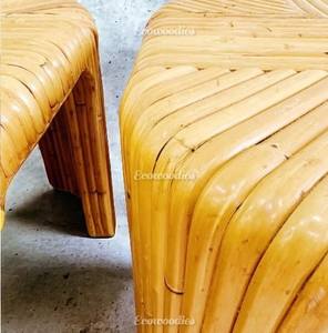 Console de fête Pooja de cuisine antique tabouret en bois marron naturel massif avec incrustation d'os artisanat pour bébés enfants pour le salon - Product Image 3