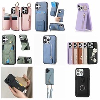 Funda Tipo Cartera de Cuero con Tapa Magnética, Ranuras para Tarjetas, Cordón, Protector de Pantalla, Material PU+TPU, Plegable, para Teléfono Móvil