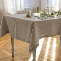 Nappe en lin brodé rectangle naturel pur personnalisable de luxe européen en gros pour le dîner de l'événement