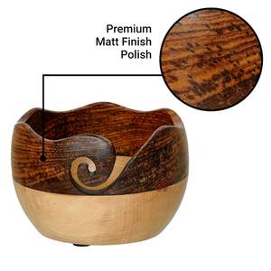 Indian Hand Carved Wooden Comb Joint Yarn <b>Bowl</b> 6 X 4 Undulate Handmade Premium Beech Wood Yarn Storage <b>Bowl</b> - Product Image 3