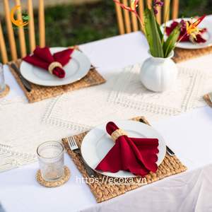 Servilleteros tejidos de jacinto de agua Natural hechos a mano, decoración creativa de mesa con Material de paja - Product Image 5