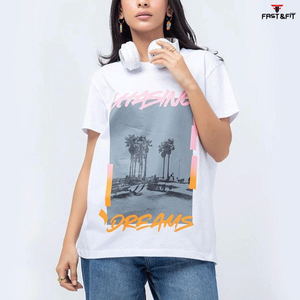 Camiseta de Mujer, Corte Regular, Poliéster, Casual, Manga Corta, Lisa, Verano, Ecológica, con Estampado de Plumas, para Entrenamiento y Gimnasio - Product Image 2