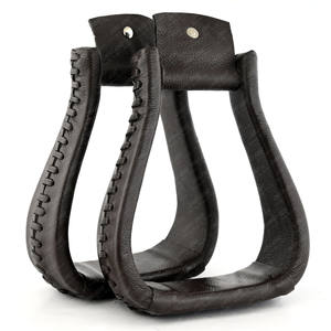 Étriers de cloche d'équitation western équine professionnels avec laçage en cuir couleur personnalisée confortable léger Anti-Fatigue - Product Image 2
