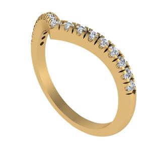 Bague en or jaune 10 carats avec diamant de laboratoire taille ronde et bande de diamants fantaisie, cadeau pour femmes en bijoux de soirée - Product Image 2