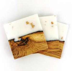 Epoxy Resin & Wood <b>Coaster</b> Table Decoration <b>Black</b> Epoxy Resin <b>Coaster</b> With <b>coaster</b> HOLDER STAND - Product Image 3