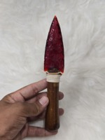 10 pouces rouge obsidienne pointe de flèche lame de cristal à la main avec manche en bois poignard rituel autel spirituel décor collectionneur cadeau