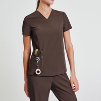 Chemisier de travail YUHONG pour femme, col en V, en tissu léger anti-rides, idéal pour l'hôpital