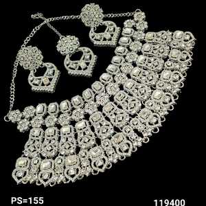 Conjunto de joyería chapada en plata Kundan tradicional indio y conjunto de collar de cobre para mujeres y niñas accesorios indios joyería Mujer - Product Image 5