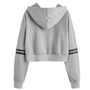 Femmes Crop Top Hoodies Manches Longues Coton Polyester Plain Crop Top Hoodie pour Plain Quick Dry Respirant Femmes Crop Top hoodies - Product Image 2