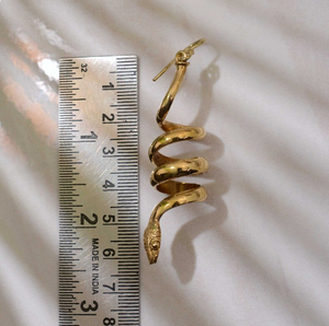 ต่างหูงูเกลียวทองเหลืองชุบทองทำด้วยมือรูปงูออกแบบเป็นวงแหวนเครื่องประดับแฟชั่นสำหรับผู้หญิงขายส่ง - Product Image 4