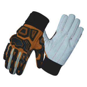 Tela de pana Premium Trabajo industrial Protección mecánica Guantes de cuero Guantes de seguridad para petróleo y gas Antideslizante Resistente al agua - Product Image 3