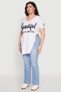 Camiseta gráfica hermosa de calidad OEM/ODM hecha a medida de última tendencia para mujer de talla grande diseño único Ropa De Mujer al por mayor BD - Product Image 5