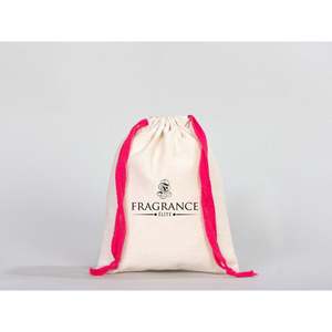 Custom Organic Pink <b>Drawstring</b> Cotton <b>Pouch</b> 6x8 Inches Recyclable GOTS Screen for Bracelets Watches Crafts Packaging Embroidered - Product Image 5