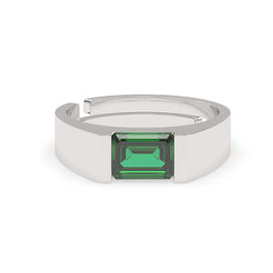CLARA Real 925 Sterling <b>Silver</b> Emerald Cut & Radiant Cut Cluster <b>Ring</b> in Rhodium Plated Platinum & 10K Gold - Product Image 1