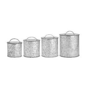 Botes de estaño con tapa de Metal galvanizado de diseño antiguo de aspecto estándar, juego de tarros y contenedores de almacenamiento de cocina para Home Hotel - Product Image 1