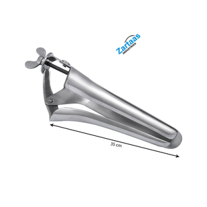 Spéculum vétérinaire Polansky en acier inoxydable de haute qualité, instruments d'élevage, 27 cm, 2 lames vers le haut et 1 lame vers le bas - Product Image 1