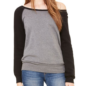 Sweat-shirt uni en coton et polyester de style unique avec sweat-shirt à manches longues pour femmes avec col rond - Product Image 1