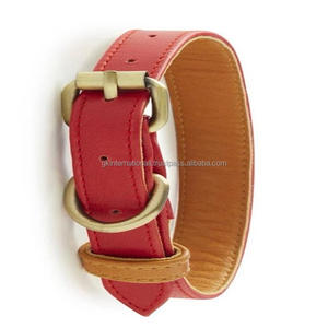 Collier de chien en cuir de selle épais monocouche original dans de nombreuses couleurs et tailles personnalisées avec boucle ardillon en laiton et anneau en D - Product Image 5