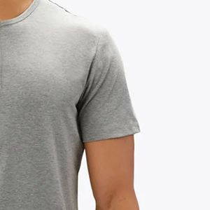 เสื้อเชิ้ตเฮนลีย์สีเทาอมเทากระดุม62% ผ้าโพลีเอสเตอร์ผ้าฝ้าย33% สแปนเด็กซ์เข้ารูปแบบโค้งชายเสื้อ - Product Image 6