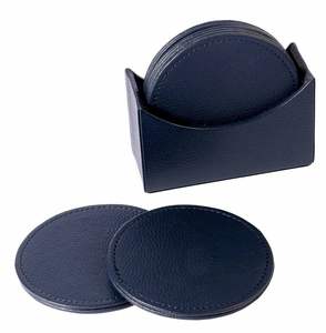 Ensemble de 6 sous-verres carrés en cuir véritable personnalisés avec logo, fabrication indienne, prix abordable - Product Image 2