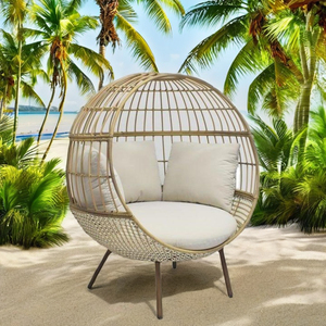 Ensemble complet confortable chaise œuf en rotin lit de jour beau mobilier d'extérieur pour jardin salon salle à manger plage hôtels pour villas - Product Image 4