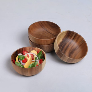Commercial wholesale <b>dinnerware</b> set natural wood dining bowl handmade dinner serving wooden bowls - Product Image 3