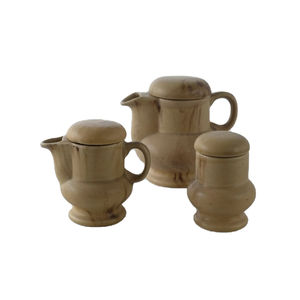 Juego de té de cerámica de mármol vintage, juego de té de mármol caqui, juego de té de piedra de mármol - Product Image 2