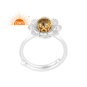 Best Selling Fine Sterling Silver Natural <b>Peridot</b> Gemstone Floral Design <b>Ring</b> Jewelry For Women Gift For Her - Product Image 1