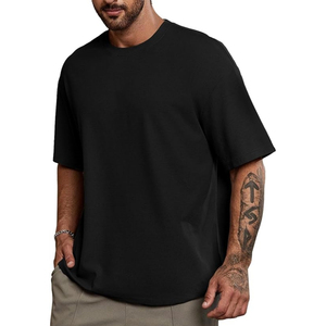 T-shirt homme streetwear à manches courtes, coupe classique, 180 grammes, 100% coton, tricot uni, anti-plis, devant uni - Product Image 2