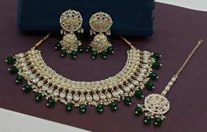 New Design Gold Plated Traditional <b>Drop</b> <b>Pearl</b> & Kundan Studded Earring Mangtika Choker <b>Necklace</b> Set & Jewellery Set for Woman - Product Image 2