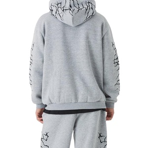 Wholesale Drawstring Hooded Winter <b>Men's</b> Tracksuit Pullover Activewear Custom Logo Cotton Fleece - Product Image 4