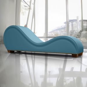 Romántico Chaise Longue Sofá de diseño romántico con modo de cama de tela de terciopelo con botones marrones decorativos inferiores-Turquesa oscuro - Product Image 1