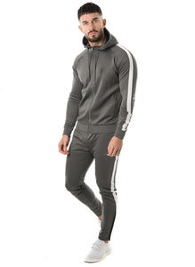 Ensemble de survêtements d'hiver pour hommes en polyester/coton, avec fermeture éclair, pour jogging, personnalisable avec logo brodé - Product Image 4