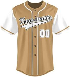 Camiseta de béisbol New Gold-Camisa con botones y nombre y número personalizados, uniforme deportivo para hombres y mujeres, - Product Image 3
