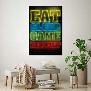 Affiche de jeu Eat Sleep Game Repeat en toile avec cadre noir - Product Image 3
