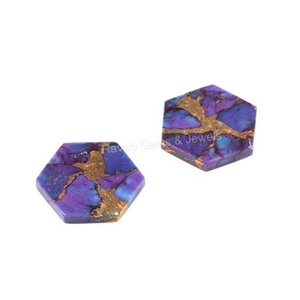 Alta calidad 12mm suave forma hexagonal plana Mohave cobre púrpura compuesto turquesa piedra preciosa suelta calibrada para joyería - Product Image 3