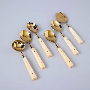 Gold Flatware <b>Set</b> With <b>Black</b> Resin Handle 2 2 to 24 Pieces Utensil <b>Set</b> Stainless Steel 202 or 304 Grade and PVD Coating Factory - Product Image 2