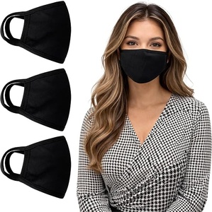 Masque facial en tissu noir, style jetable, masque en tissu réutilisable avec boucles pour les oreilles, pour un usage quotidien - Product Image 1