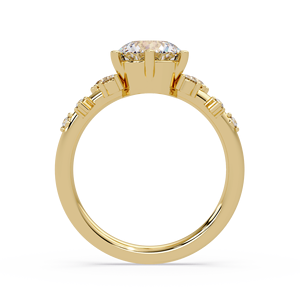 Bagues de fiançailles solitaires en diamant de laboratoire rond, inspirées de la nature, en or jaune 14 carats, certifiées IGI, bijoux de mariée personnalisés, vente en gros - Product Image 3