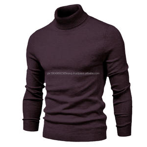 Vente en gros design tendance pull chaud et épais surdimensionné de couleur unie pull à manches longues pour hommes col roulé pour homme - Product Image 5