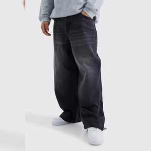 Jeans en denim taille mi-haute streetwear pour hommes, pantalon long droit, lavé, respirant, écologique, 100% coton - Product Image 3