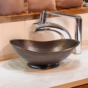 Lavabo en cuivre martelé fait à la main, rond, pour salle de bain, fournisseur OEM et fabricant en gros - Product Image 6