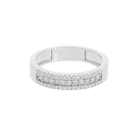 14K Gold Klassischer Breiter Ring Dreireihig 0,32 Karat Natürliche Diamanten Pavé-Fassung Rhodium-Plattiert Weißer Diamantfarbton