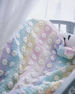 Handmade Crochet Cozy <b>Blanket</b> Chunky Yarn Floral Scarf Cotton <b>Throw</b> <b>Knitted</b> Shawl Quilt Carpet Bedspread Braided <b>Blanket</b> - Product Image 2