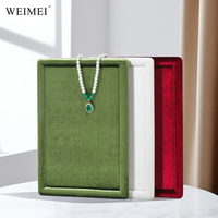 Plateau de présentation de bijoux en daim WEIMEI avec logo personnalisé, plateau de bijoutier en velours rouge, vert, blanc pour bague, pendentif, bracelet, jonc, pendentif