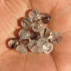 Rutilo Negro Natural, Cabujón Redondo de 8x8 mm, Todos los Tamaños Disponibles, Parte Posterior Plana, Piedra para Fabricación de Joyas, Gemas Sueltas - Product Image 4